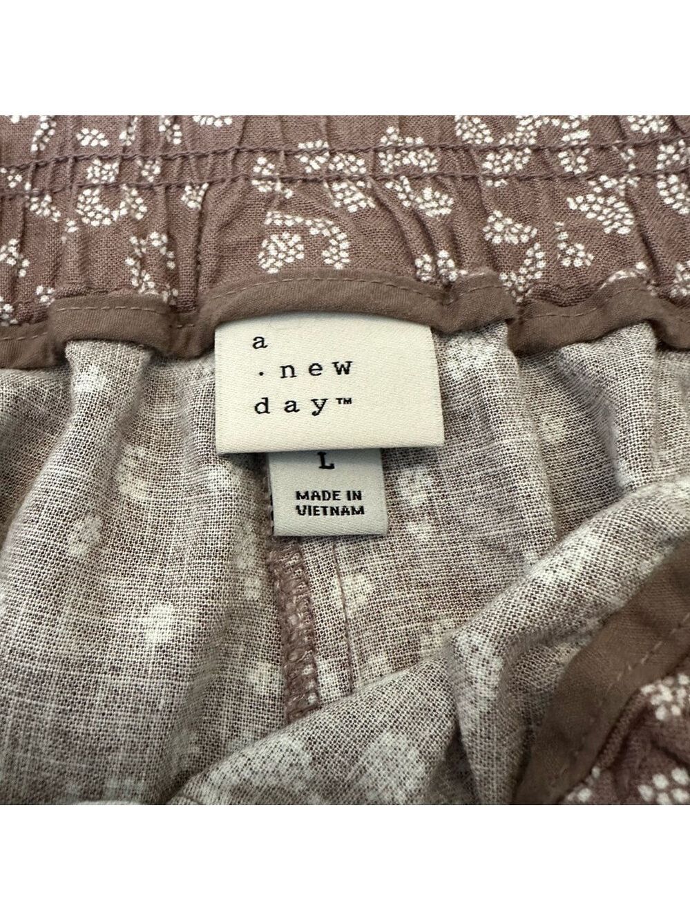 A New Day Brown Cheetah Print Elastic Waist Linen Blend Womens Shorts Size Large - Picture 5 of 6